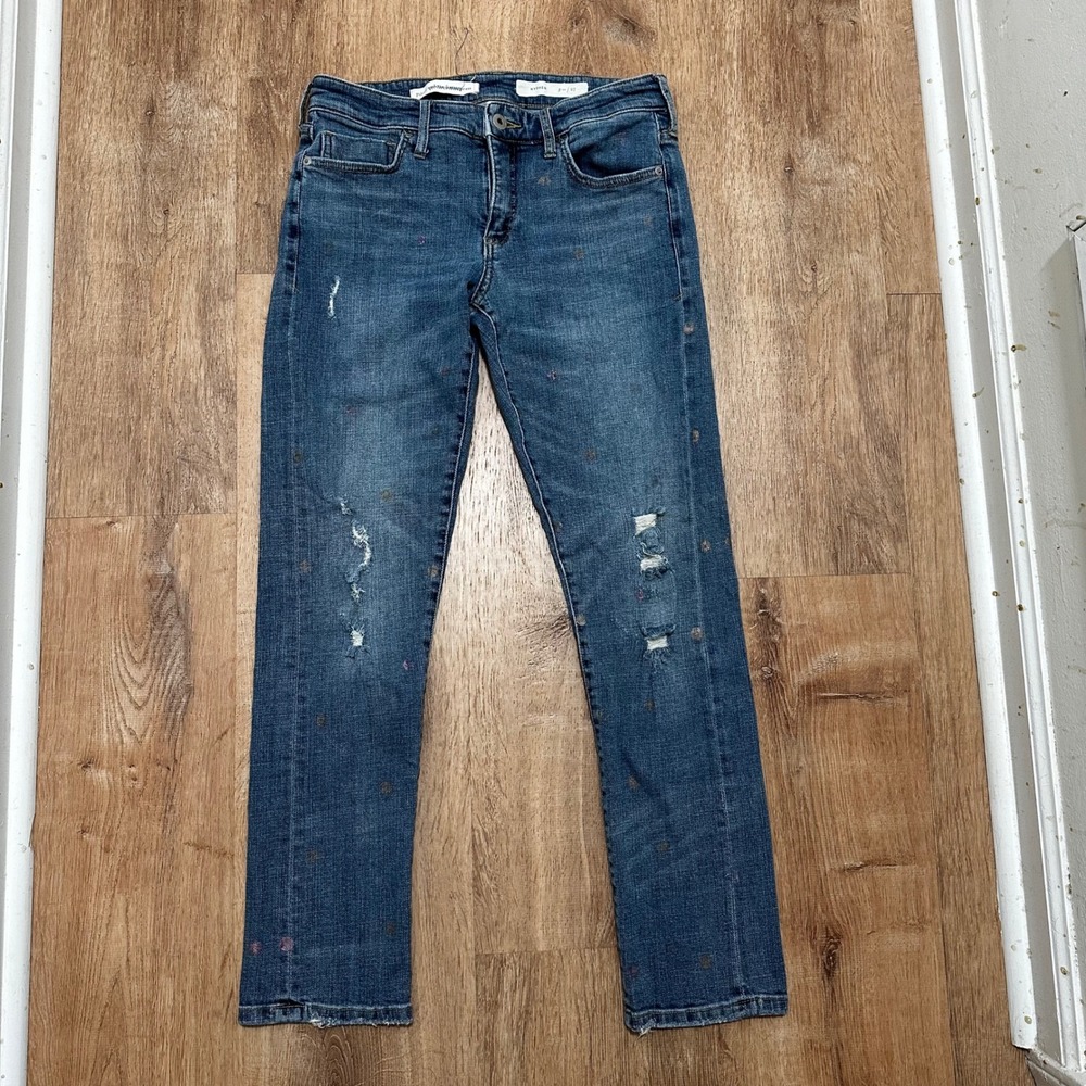 Pilcro and the Letterpress | Hyphen Embroidered Polka Dot Distressed Jeans, 27
